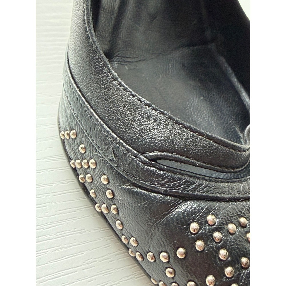 Christian Dior Black Leather Studded Pointed Toe Pumps Charm Heels Size 38 - Picture 13 of 16